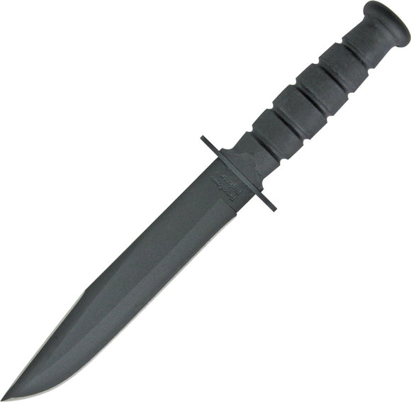 Ontario Fighting Black Handle 1095 Carbon Steel Blade Knife w/ Belt Sheath FF6