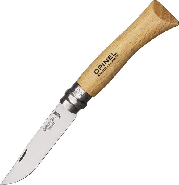 Opinel  No. 7 Natural Beech Wood Stainless Folding Pocket Knife - 0693