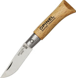 Opinel No 2 Stainless Crowned Hand Folding Blade Beechwood Handle Knife 01070