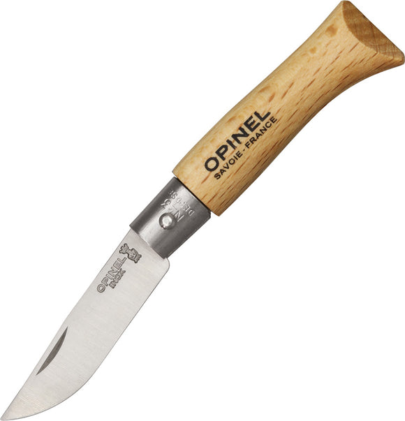 Opinel No 3 Stainless Crowned Hand Folding Beechwood Knife 01071