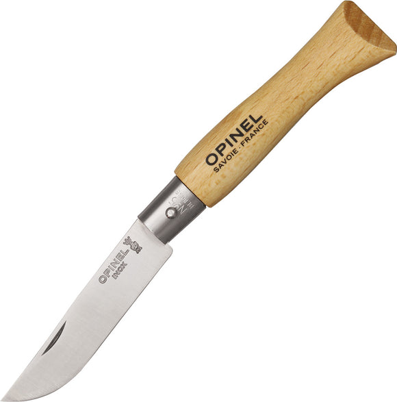 Opinel No 5 Beechwood Handle Stainless Folding Blade Knife 01072