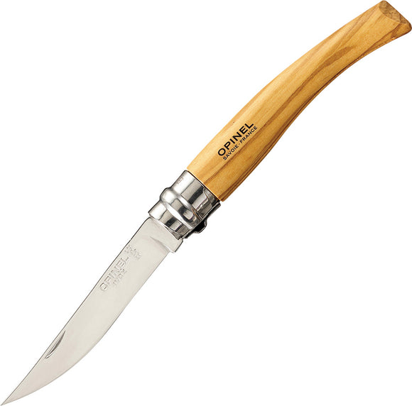 Opinel Slim No 8 Olive Wood Folding Pocket Knife 01144