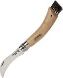 Opinel Mushroom Folding Blade Natural Beechwood Handle Silk Brush Knife 01252