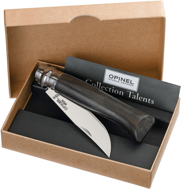 Opinel No 8 Ebony Black Wood Handle Stainless Safety Folding Blade Knife 01352