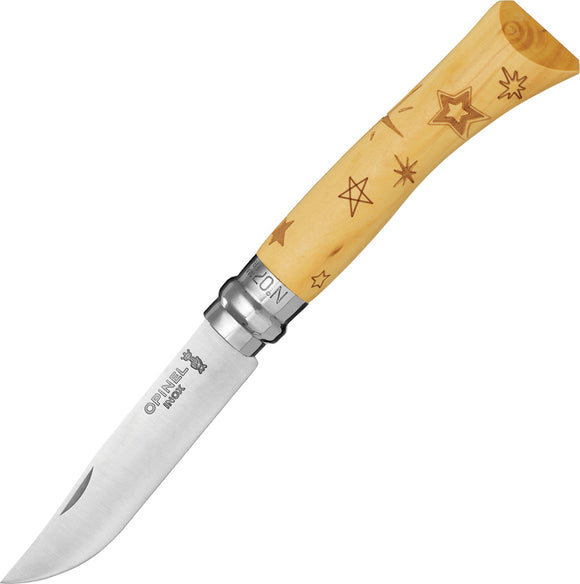 Opinel Stars Nature Series Knife Folding No 7 Beech Wood Stainless Pocket  - 1549