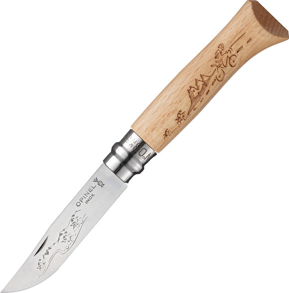 Opinel No 8. Cycling Beech Wood Bicycle Folding Pocket Knife - 01790