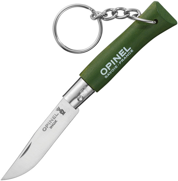 Opinel No 4 Green Wood Handle Pocket Keyring Folding Knife Keychain 02054