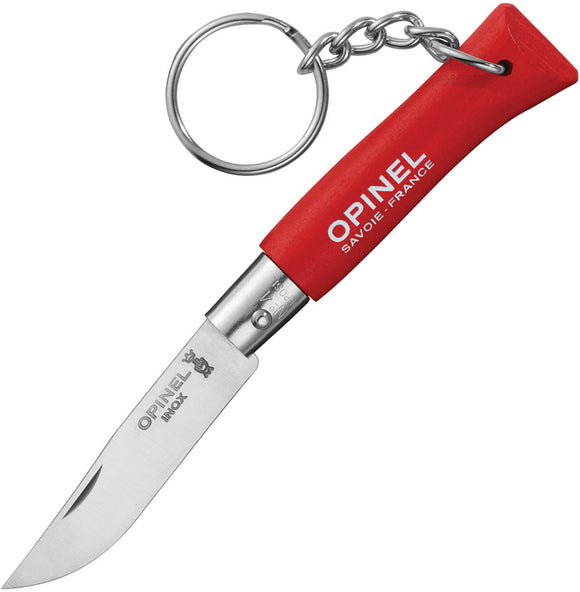 Opinel No 4 Red Wood Handle Pocket Keyring Folding Knife Keychain 02055