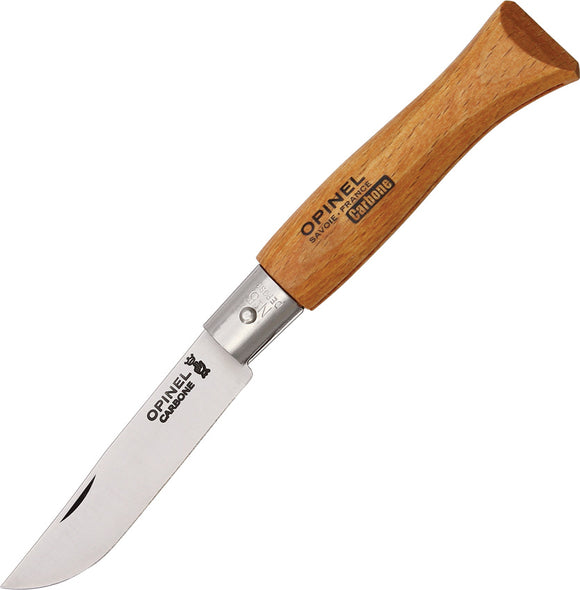 Opinel N5 Natural Beechwood Handle Folding High Carbon Steel Blade Knife 11050