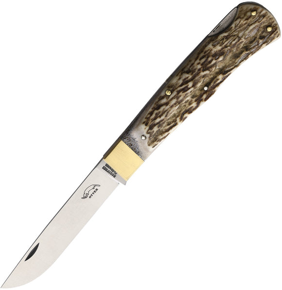 OTTER-Messer Large Pocket Knife Lockback Brown Buckhorn Stainless Blade 07RMSHH