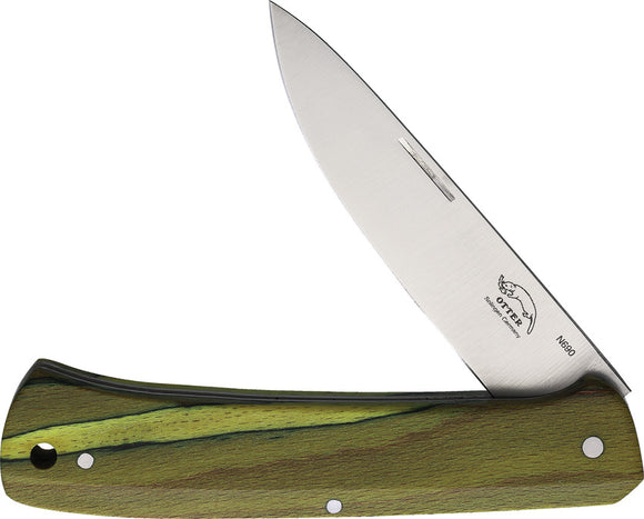 OTTER-Messer Folder Pocket Knife Slip Joint Green Wood Bohler N690
