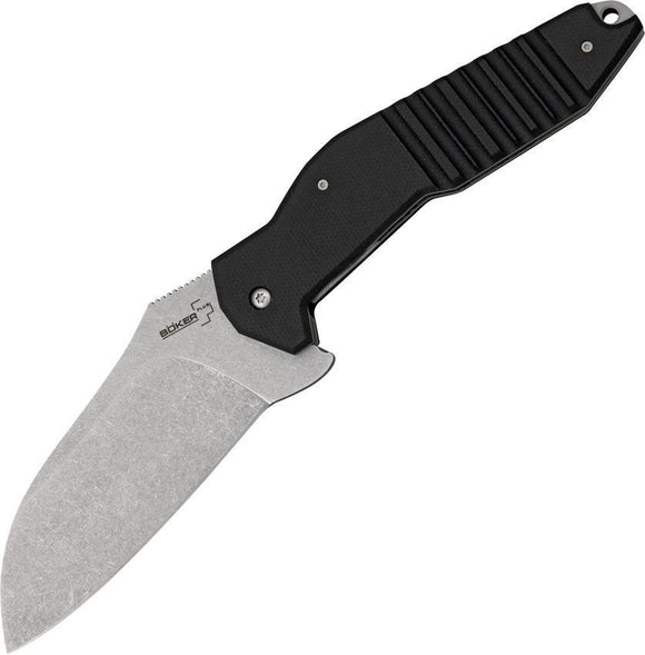 Boker Plus S2 Linerlock Flat Ground Blade Black G-10 Folding Knife