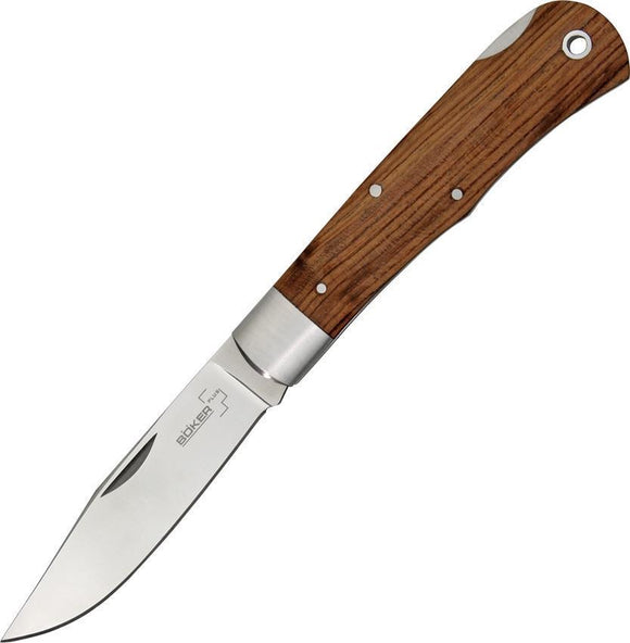 Boker Plus Bubinga Wood Handle Lockback Stainless Folding Blade Knife