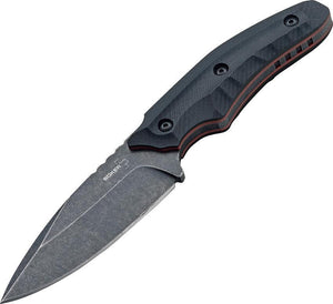 Boker Plus 8" Black Mako Stonewashed Red G10 Stainless Fixed Knife