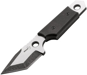 Boker Plus 5" Tantodashi Black Tanto Style Fixed Blade Neck Knife