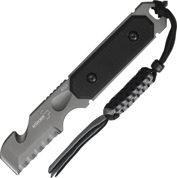 Boker Plus Black Stainless Fixed Blade Rescue Multi Cop Tool Knife