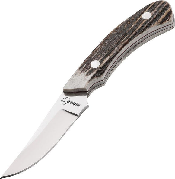 Boker Plus Cowboy Crossdraw Fixed Stainless Upswept Stag Bone Knife
