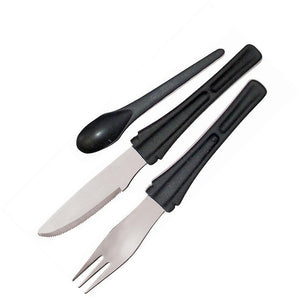 Boker Plus 8.5" Travel Set Snacpac Spoon Knife Fork Salt Pepper Utensils