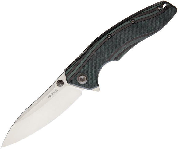 Ruike P841 Linerlock Green Black G10 Handle 14C28N Stainless Folding Knife