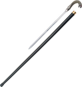 Antigue Metal Cobra Head Handle Black Aluminum Staineless Knife Sword Cane 1071