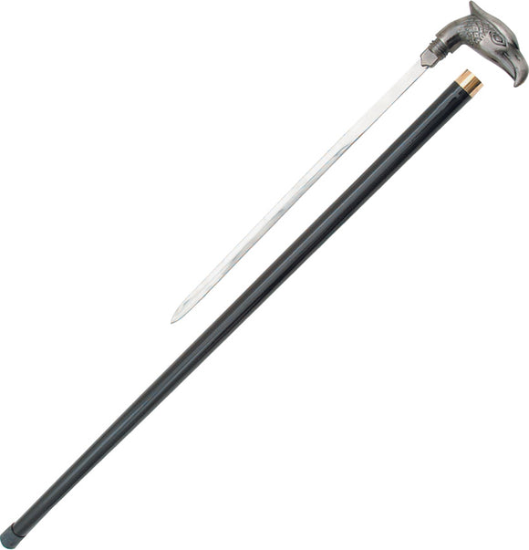 Antique Metal Eagle Head Handle Black Aluminum Stainless Knife Sword Cane 1088