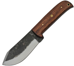 9" Hunter Wood Handle Fixed Blade Knife w/ Brown Sheath 4424