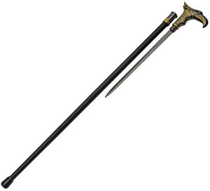 Bird Head Handle Black Aluminum Unsharpened Stainless Knife Sword Cane 926943