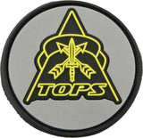 TOPS Knives Logo Gray & Black & Yellow PVC Rubber Velcro Back 2" Patch