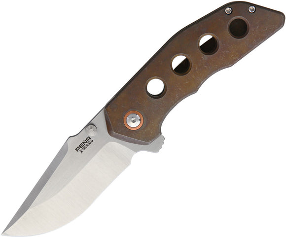 Pena Knives Rhino Framelock Bronze Titanium Folding Bohler M390 Pocket Knife 24