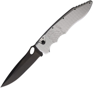 Piranha Knives Automatic Predator Knife Button Lock White Aluminum CPM-S30V Blade CP10ST