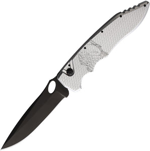 Piranha Knives Automatic Mini Predator Tactical Knife Silver Aluminum Black S30V Blade CP11ST