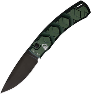 Piranha Knives Automatic X Knife Button Lock Green Aluminum Black 154CM Blade CP14GT