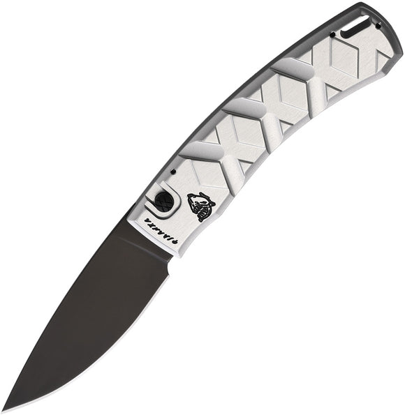 Piranha Knives Automatic X Knife Button Lock Silver Aluminum Black 154CM Blade CP14ST