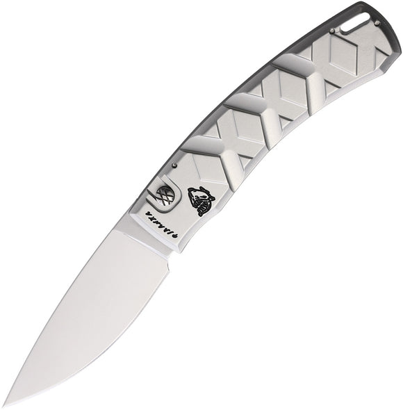 Piranha Knives Automatic X Knife Button Lock Silver Aluminum 154CM Blade CP14S
