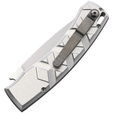 Piranha Knives Automatic X Knife Button Lock Silver Aluminum 154CM Blade CP14S