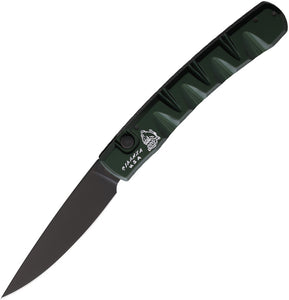 Piranha Knives Automatic Virus Knife Button Lock Green Aluminum 154CM Steel Clip Point Blade CP15GT