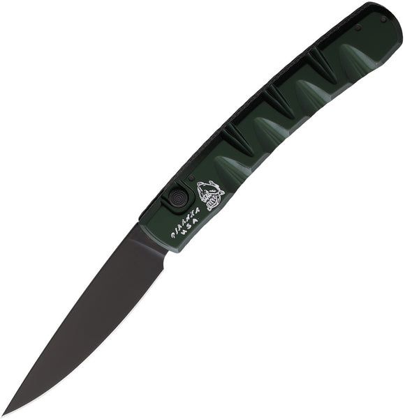 Piranha Knives Automatic Virus Knife Button Lock Green Aluminum 154CM Steel Clip Point Blade CP15GT
