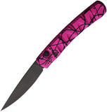 Piranha Knives Automatic Virus Knife Button Lock Pink Camo Aluminum Black S30V Blade CP15PKT