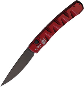 Piranha Knives Automatic Virus Knife Button Lock Red Aluminum Black S30V Blade CP15RT