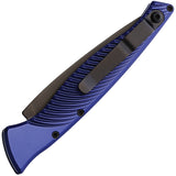 Piranha Knives Automatic DNA Knife Button Lock Blue Aluminum Black S30V Blade CP16BT