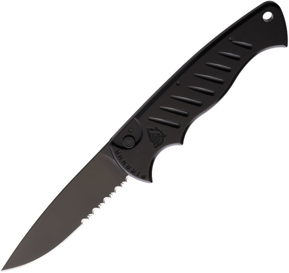 Piranha Knives Automatic Virus Knife Button Lock Black Aluminum 154CM Steel Clip Point Blade CP1BKTS