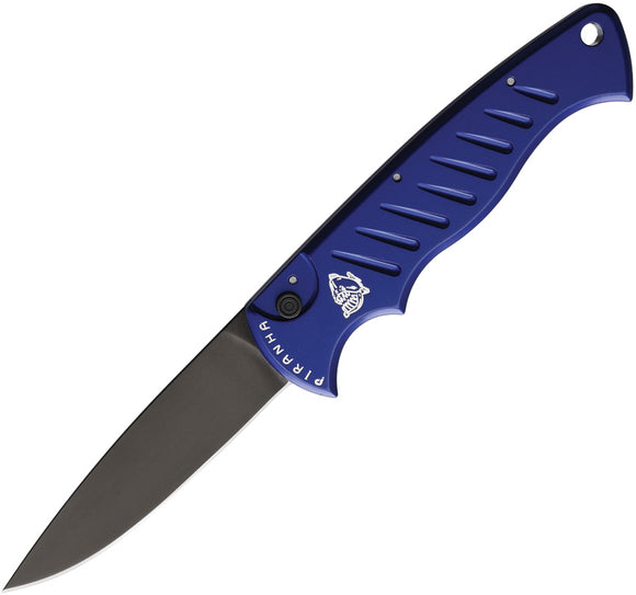 Piranha Knives Automatic P-1 Blue Pocket Tactical Button Lock Knife