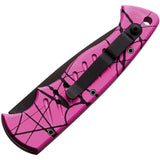 Piranha Knives Automatic Pocket Tactical Knife Button Lock Pink Camo Aluminum Black 154CM Blade CP1PKT