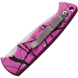 Piranha Knives Automatic Pocket Tactical Knife Button Lock Pink Camo Aluminum 154CM Blade CP1PK