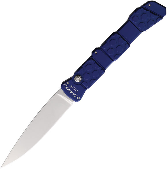 Piranha Knives Automatic 21 Knife Button Lock Blue Aluminum Spear Pt S30V Blade CP21B