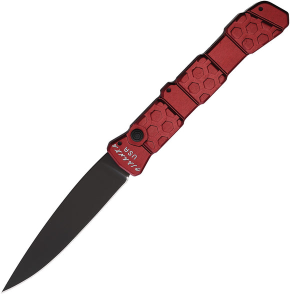 Piranha Knives Automatic 21 Tactical Knife Button Lock Red Aluminum Black S30V Blade CP21RT