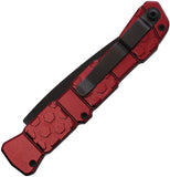 Piranha Knives Automatic 21 Tactical Knife Button Lock Red Aluminum Black S30V Blade CP21RT