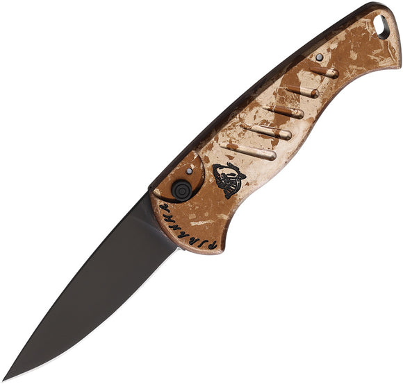 Piranha Knives Automatic Fingerling Knife Button Lock Camo Aluminum 154CM Steel Blade CP2CT