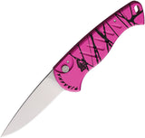 Piranha Knives Automatic Fingerling Knife Button Lock Pink Aluminum 154CM Steel Blade CP2PK