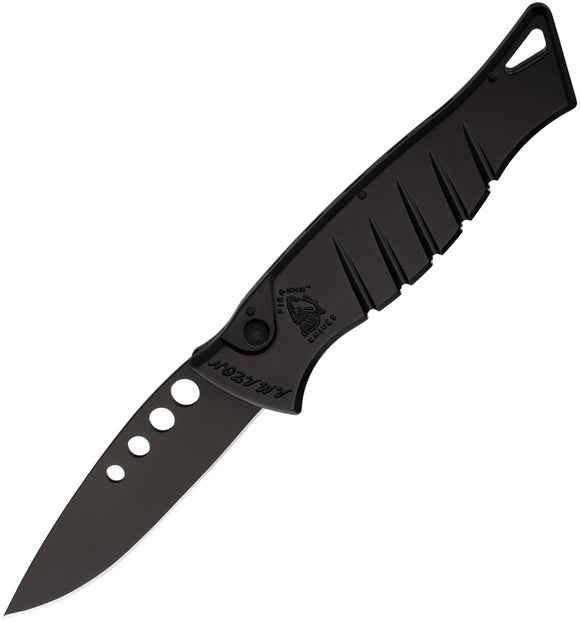 Piranha Knives Automatic Amazon Knife Button Lock Black Aluminum 154CM Blade CP3BKT